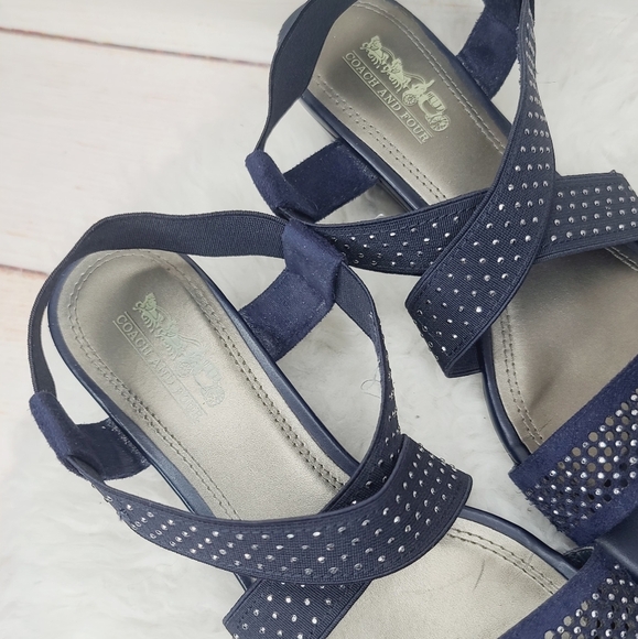 Coach and four slip on stretchy band mini wedge heel sz 7.5 - Picture 3 of 6